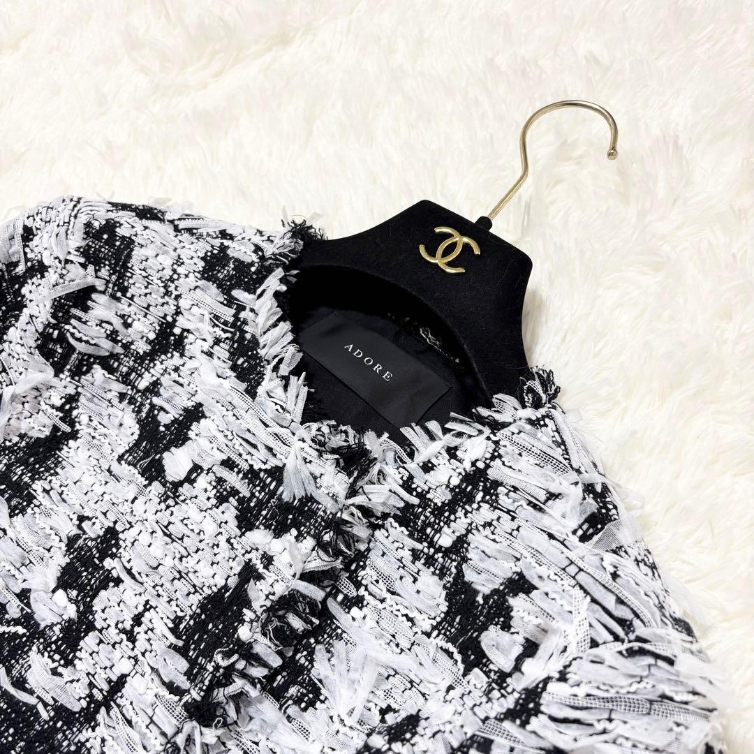 未使用品級✨アドーア　24SS マリア・ケント社　ツイード ジャケット　七分袖