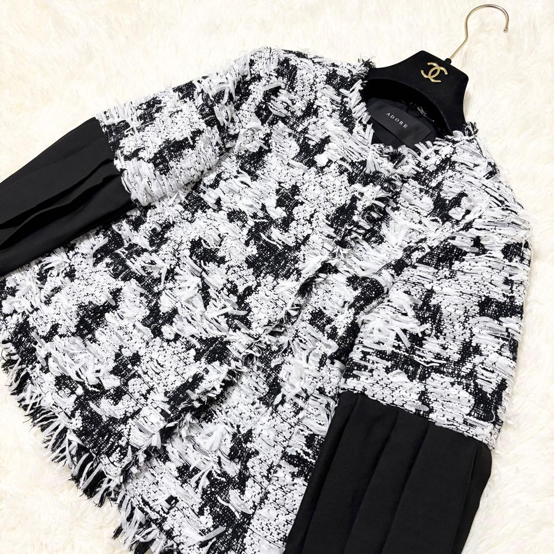 未使用品級✨アドーア　24SS マリア・ケント社　ツイード ジャケット　七分袖