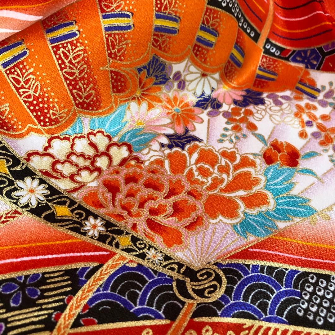 七五三7歳❣️人気赤地暈し金彩際立つ完全フルセッット⭐︎扇熨斗鶴菊金彩煌びやか際立つ