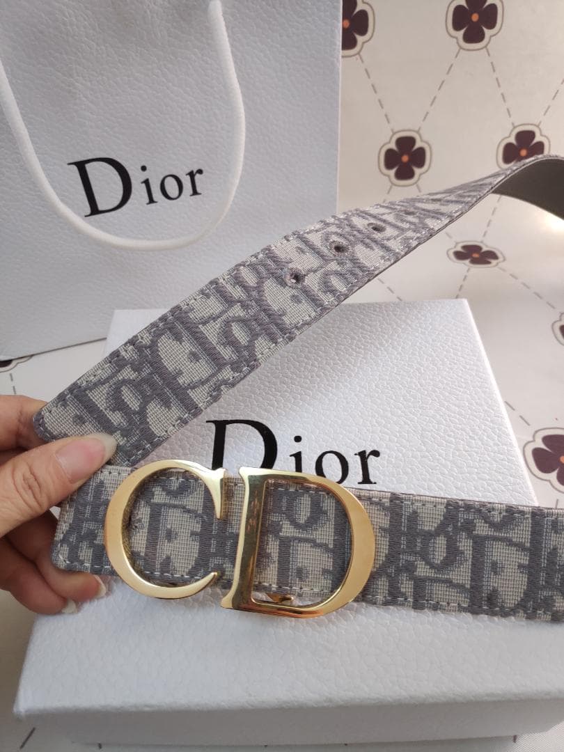 レザーベルト EUR80（95CM） グレー/銀色金具