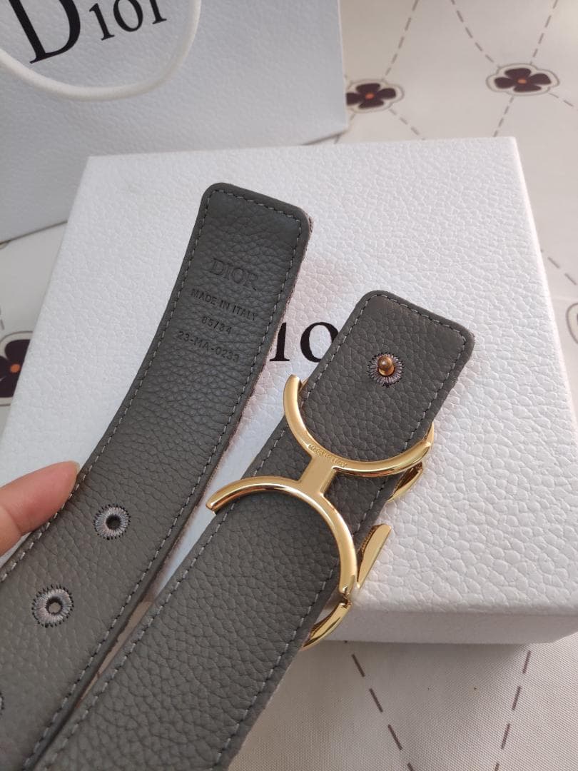 レザーベルト EUR80（95CM） グレー/銀色金具