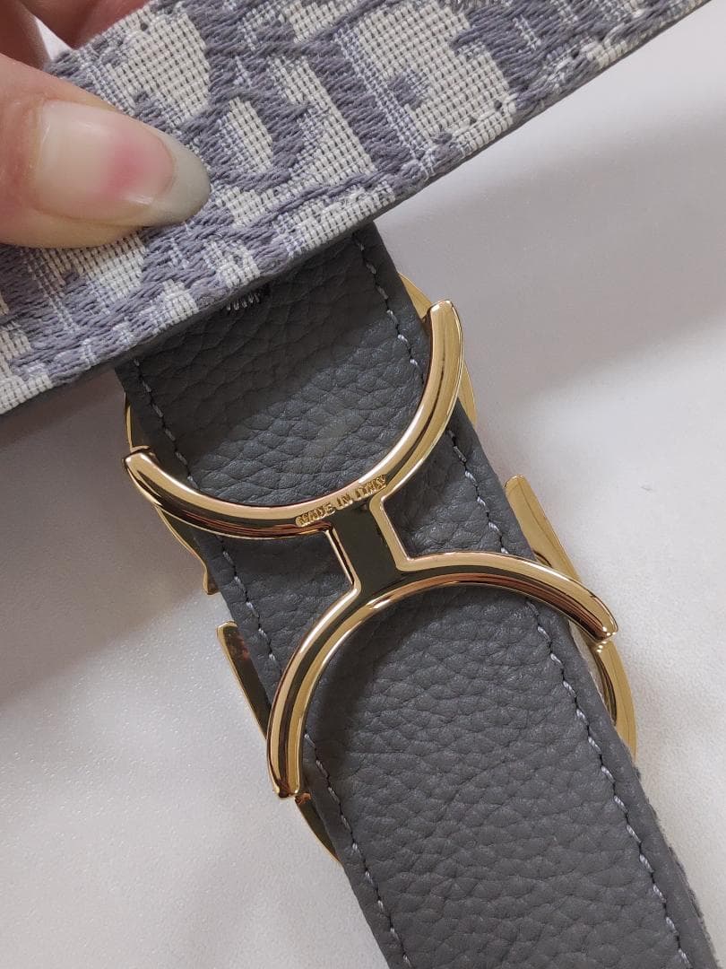 レザーベルト EUR80（95CM） グレー/銀色金具