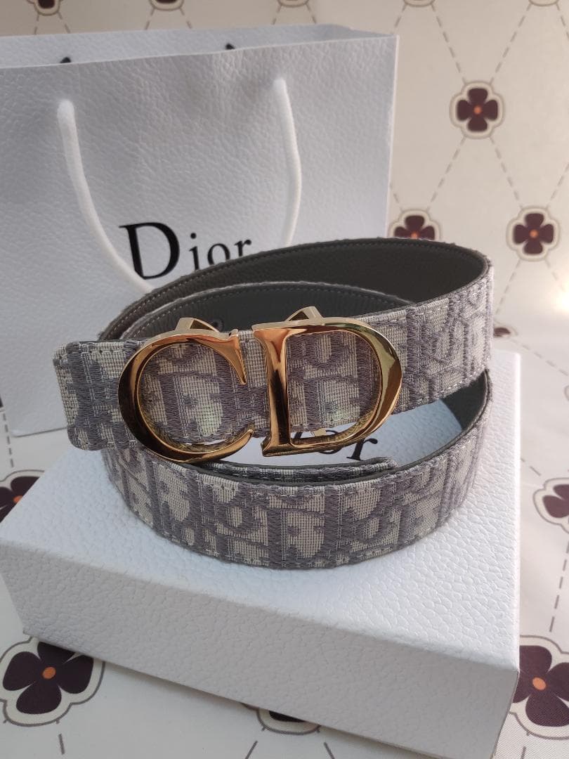 レザーベルト EUR80（95CM） グレー/銀色金具