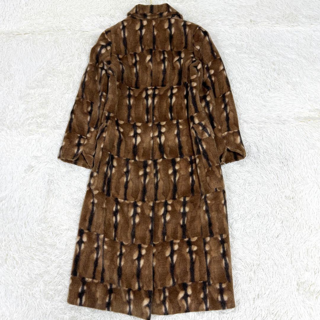 【極美品】フェラガモ チェスターコート アルパカ混 モヘヤ混 マキシ丈 ブラウン