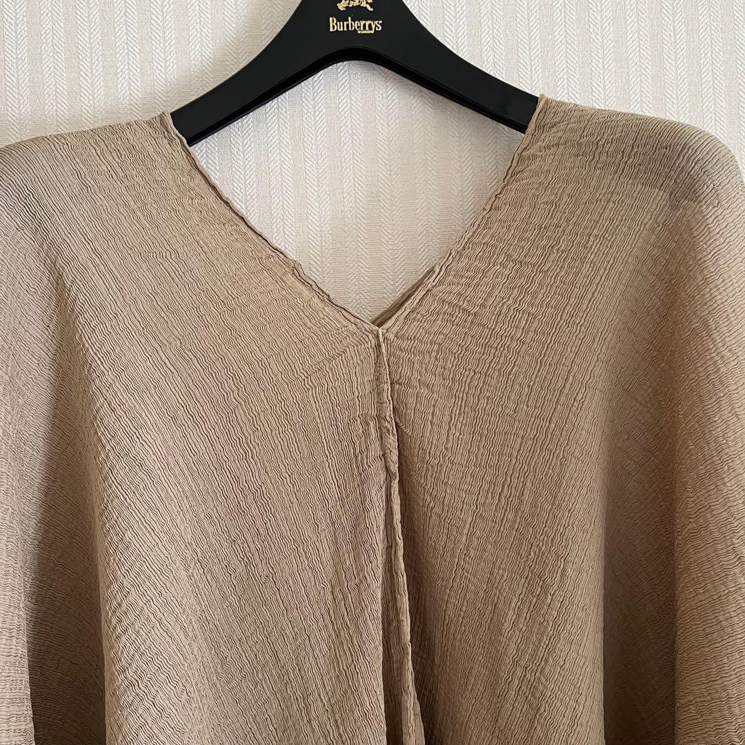 meイッセイミヤケ チュニック　シースルークレープ　ベージュ　フリーサイズ