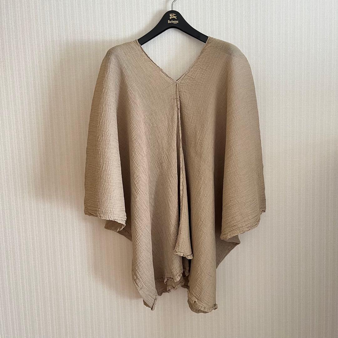 meイッセイミヤケ チュニック　シースルークレープ　ベージュ　フリーサイズ