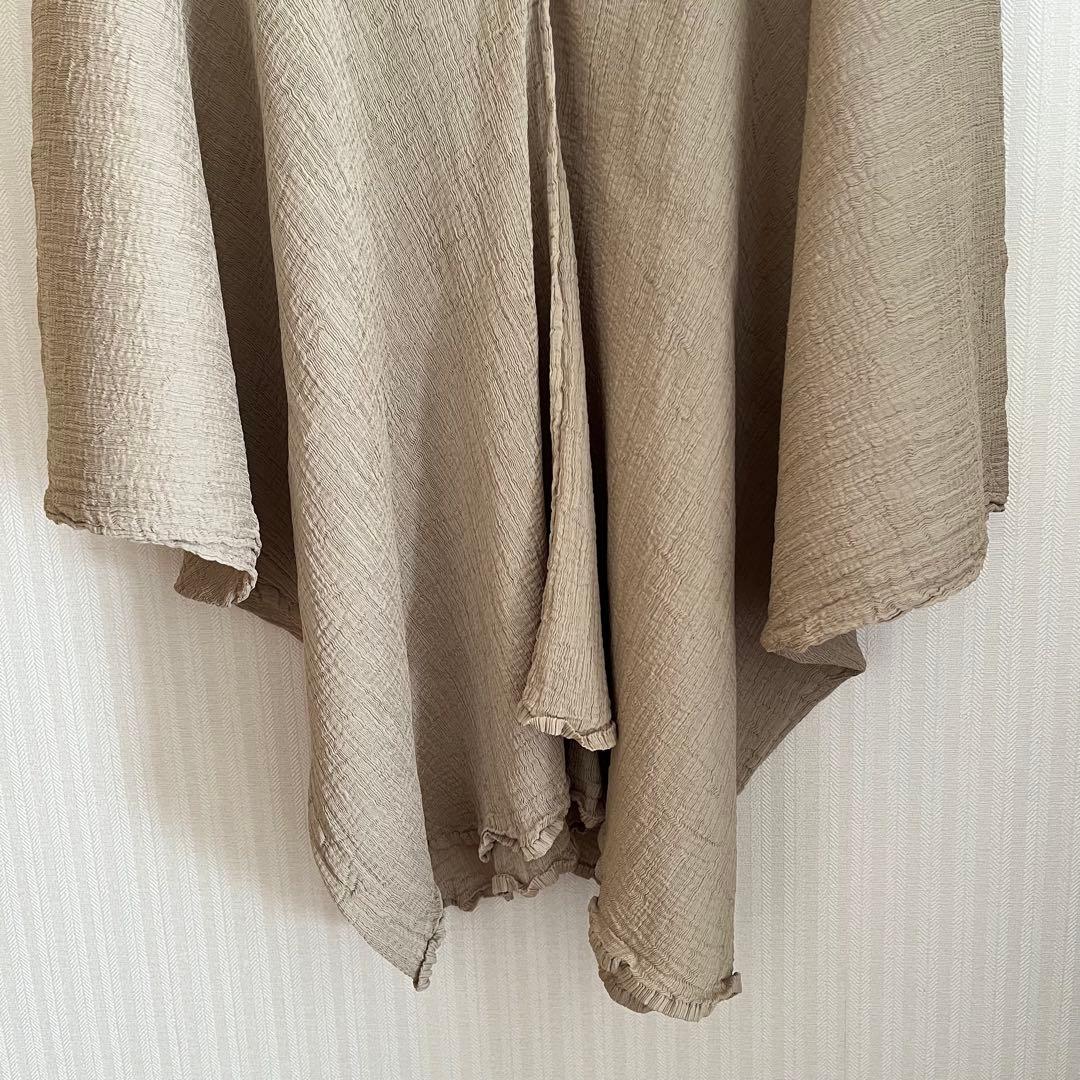 meイッセイミヤケ チュニック　シースルークレープ　ベージュ　フリーサイズ