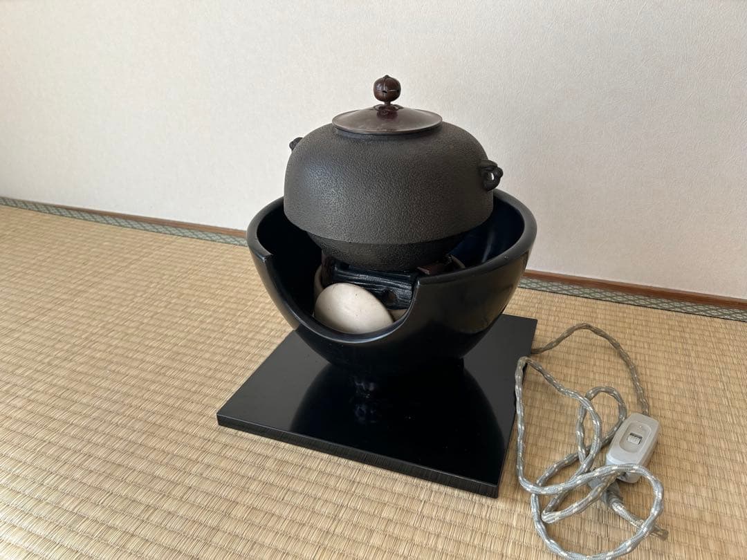 茶道　電気釜 黒色 鉄
