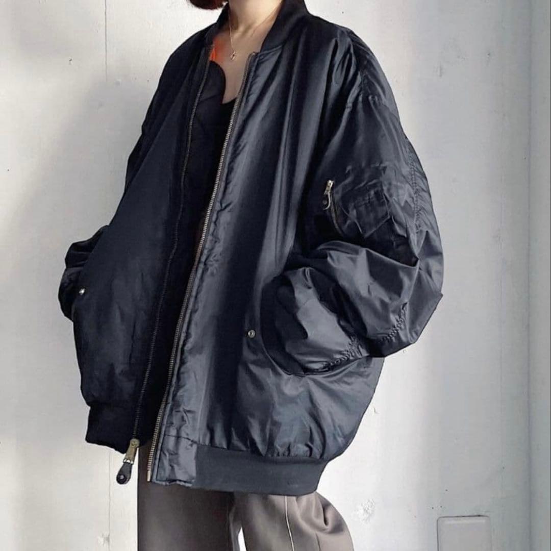 MA-1 フライトジャケット ボンバージャケット ブラック 中綿 ミリタリー