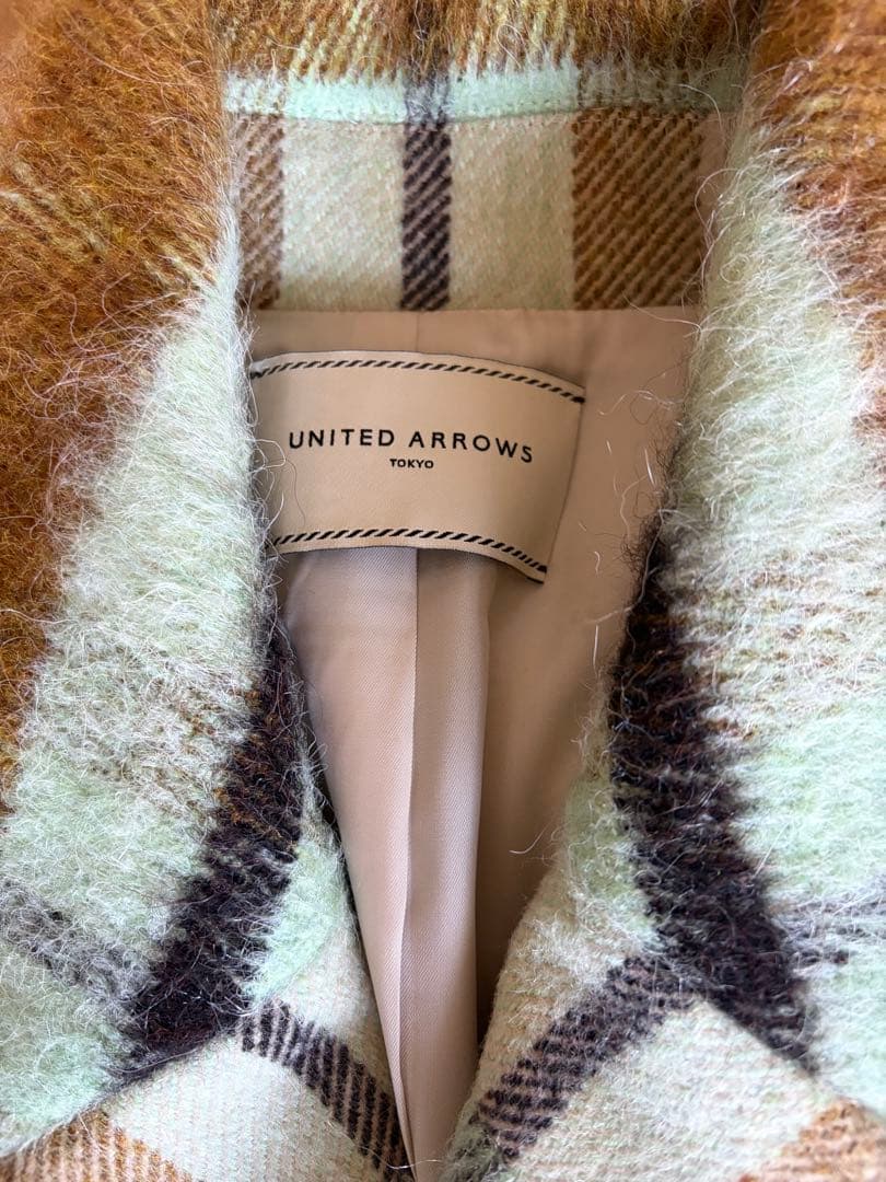 UNITED ARROWS チェック柄 ダブルブレストコート
