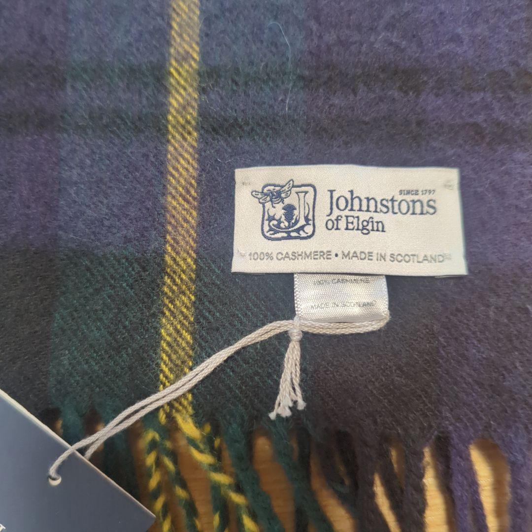 JOHNSTONS 中判チェックストール.マフラー、カシミヤ