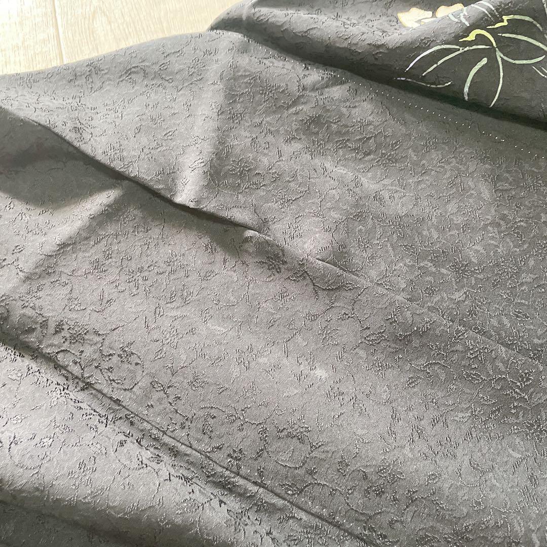 訪問着　フルセット　薔薇　月夜　黒地　金彩加工　おおみ安心ガード加工　着物　Q5