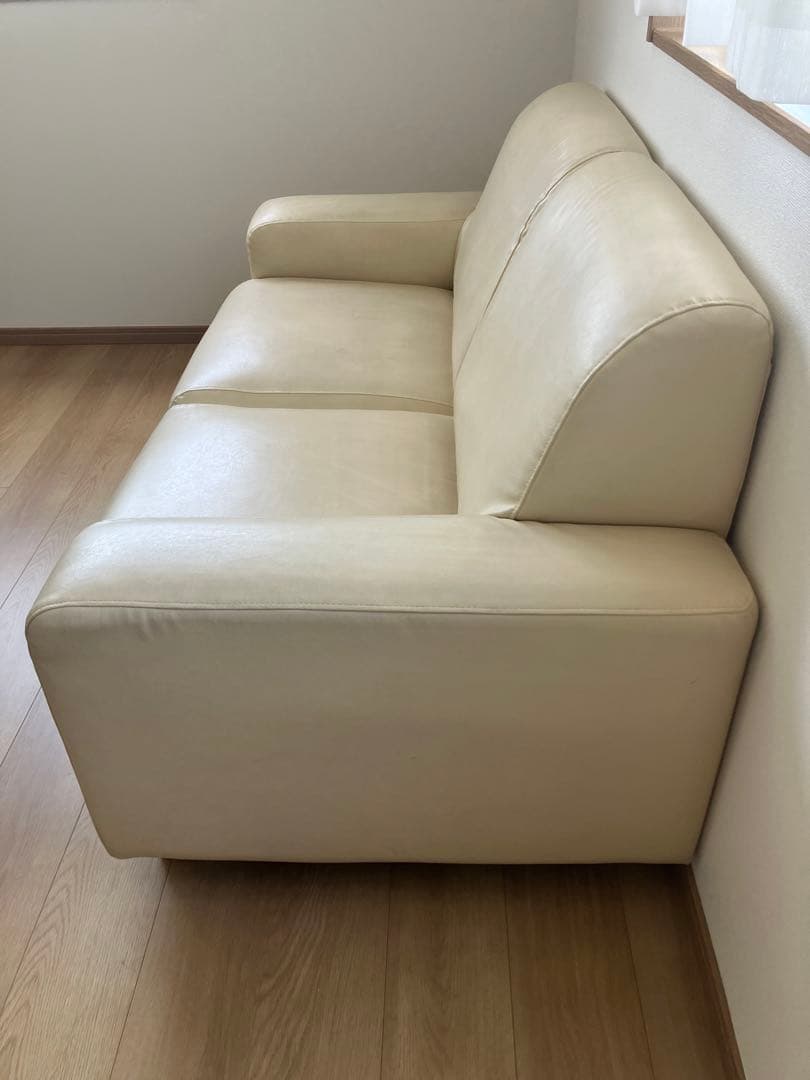 【Heavy】2人掛けソファ 白 革 シンプル おしゃれ 手入れが楽