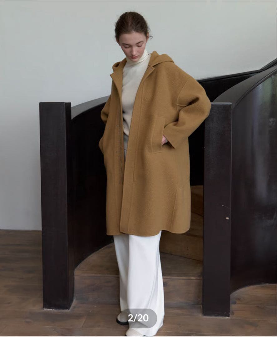 na.e Brushed Wool Hoodie coat ウールコート