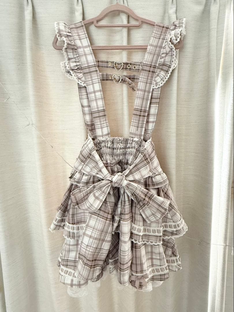 【購入者確定済み】LIZLISA はしごリボンチェックティアードスカパン