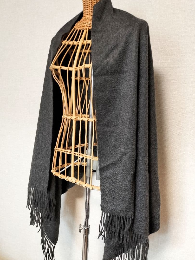 Fiorenza フィオレンツァ カシミア大判ストール ダークグレー イタリア製