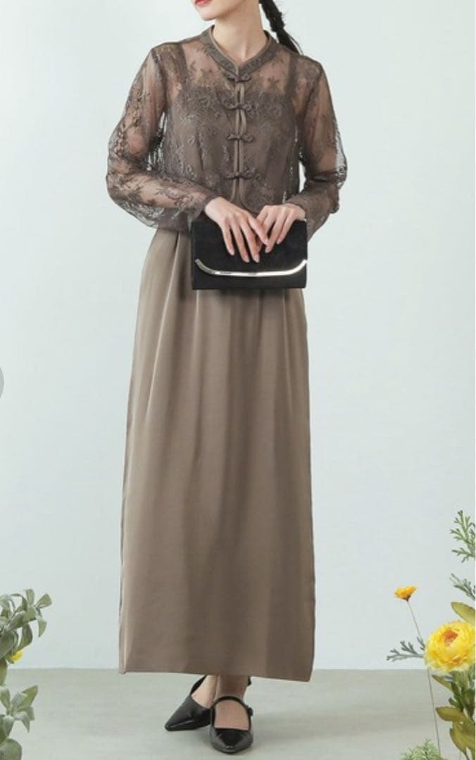 kana カナ【美品】チャイナ風3WAYタック パーティー ドレス M