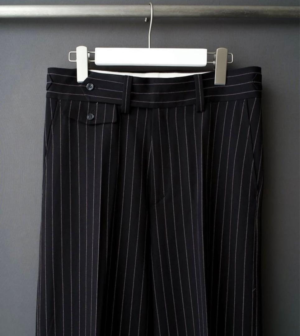 Shikitariストライプフレアスラックス【ブラック】