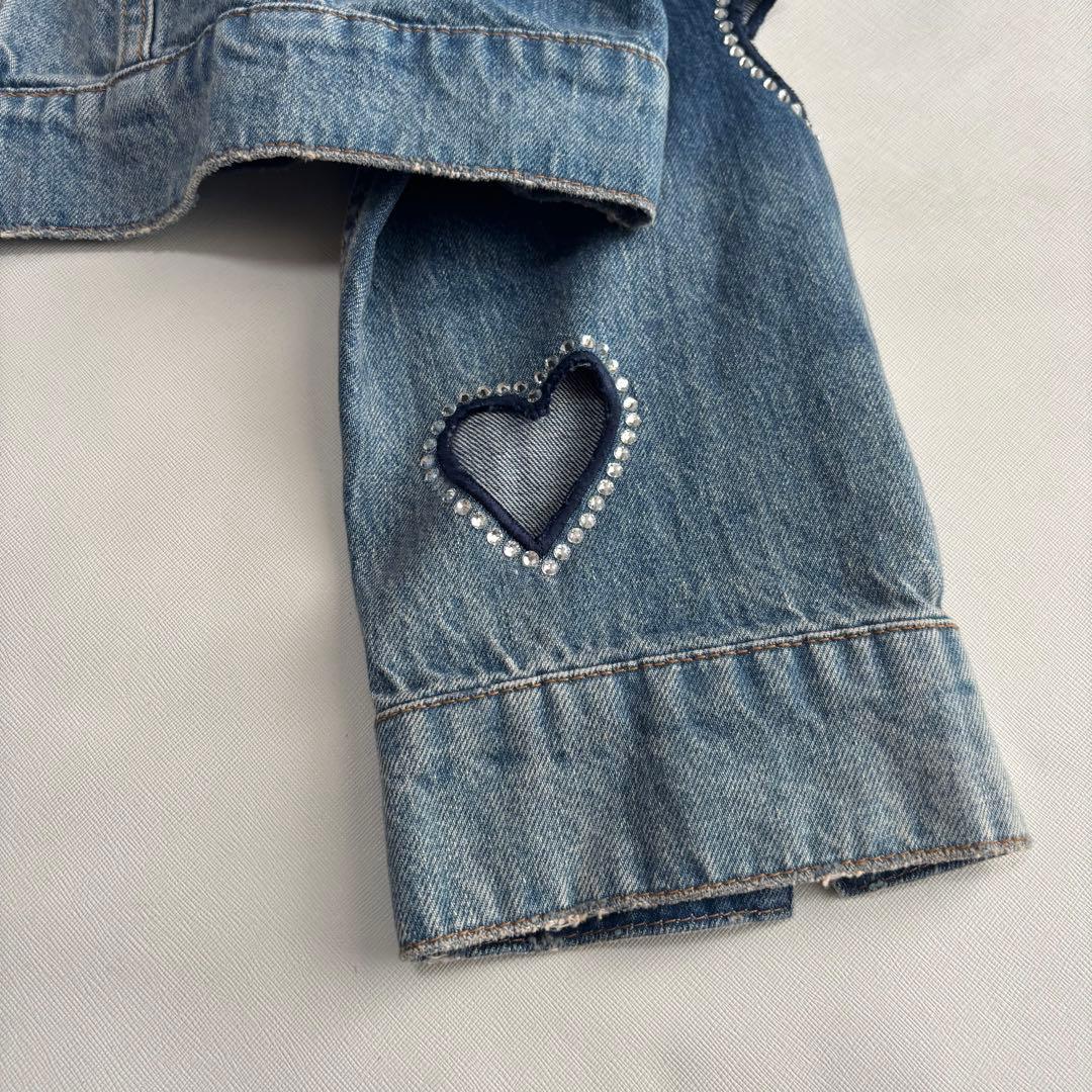 アリスアンドオリビア　デニムジャケット　ハート　カット　ラインストーン　XL