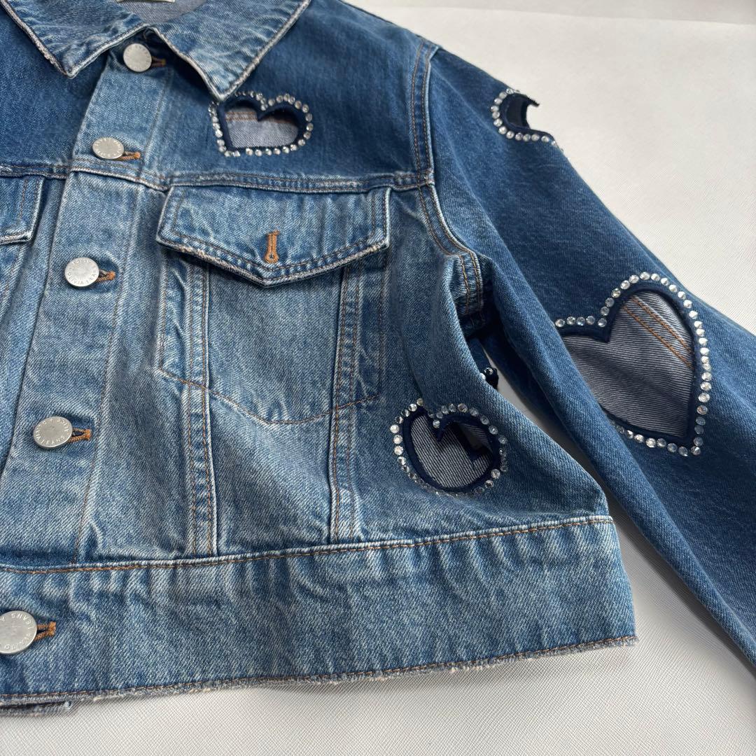 アリスアンドオリビア　デニムジャケット　ハート　カット　ラインストーン　XL