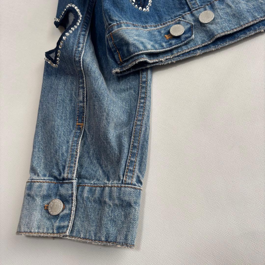 アリスアンドオリビア　デニムジャケット　ハート　カット　ラインストーン　XL