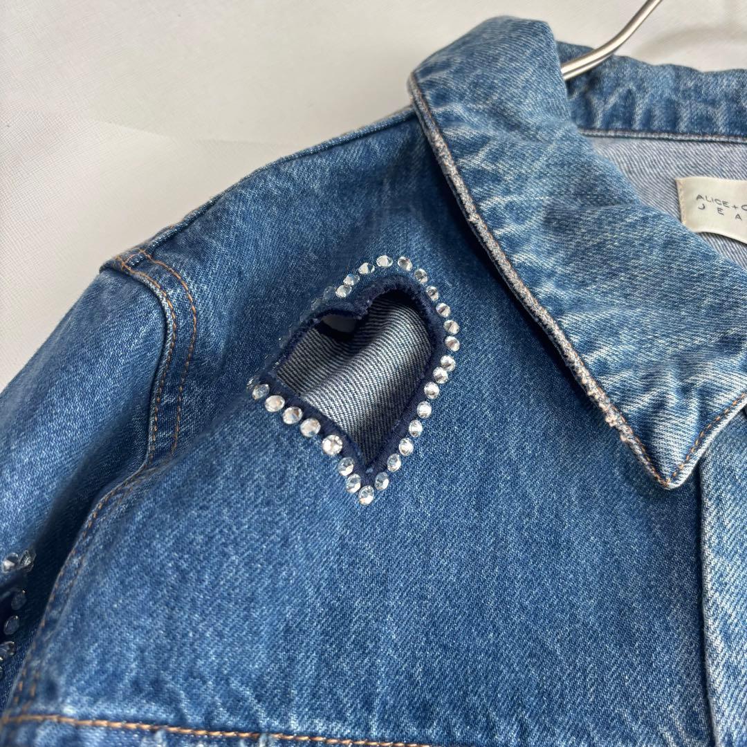 アリスアンドオリビア　デニムジャケット　ハート　カット　ラインストーン　XL