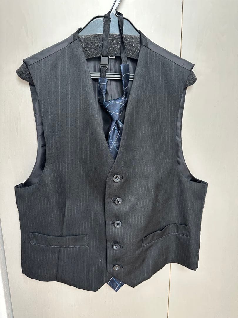 キッズスーツ フォーマル 6点セット ブラックストライプ 160 男の子