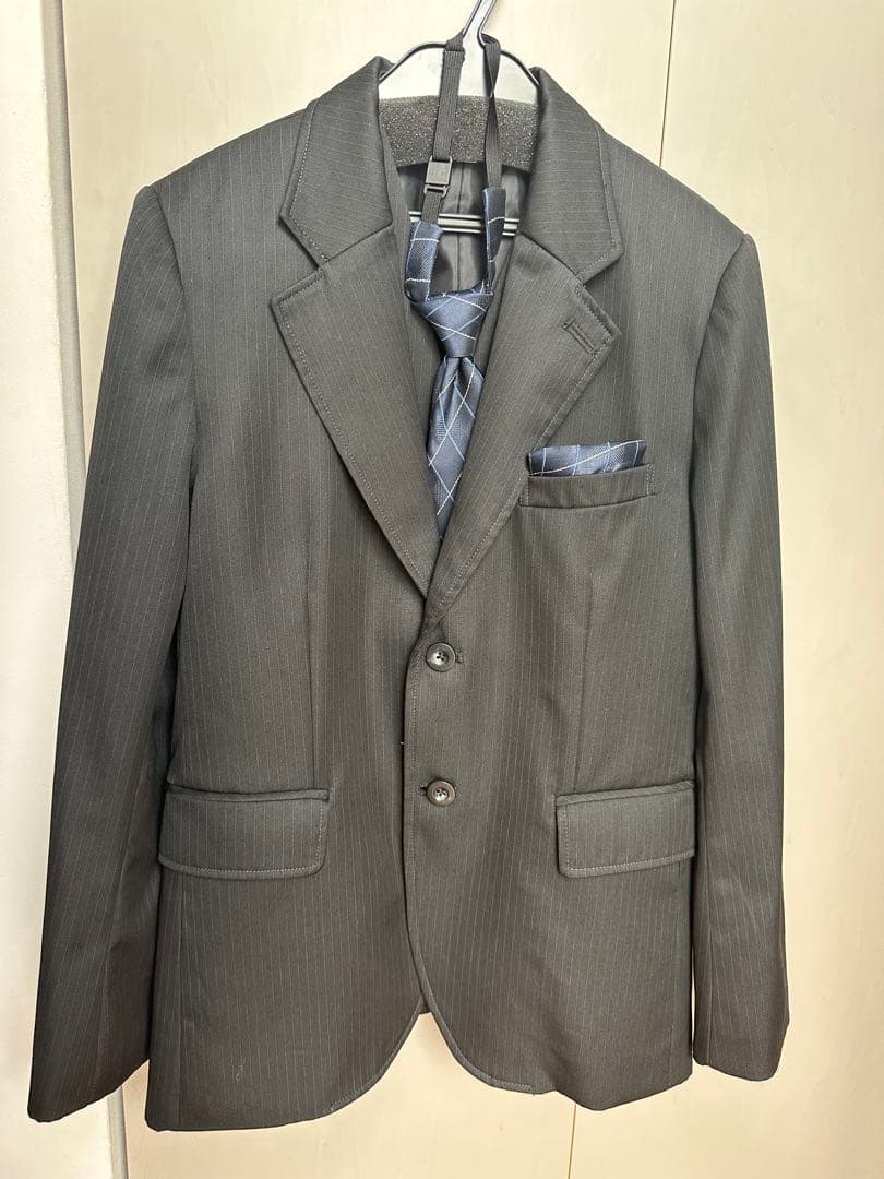 キッズスーツ フォーマル 6点セット ブラックストライプ 160 男の子