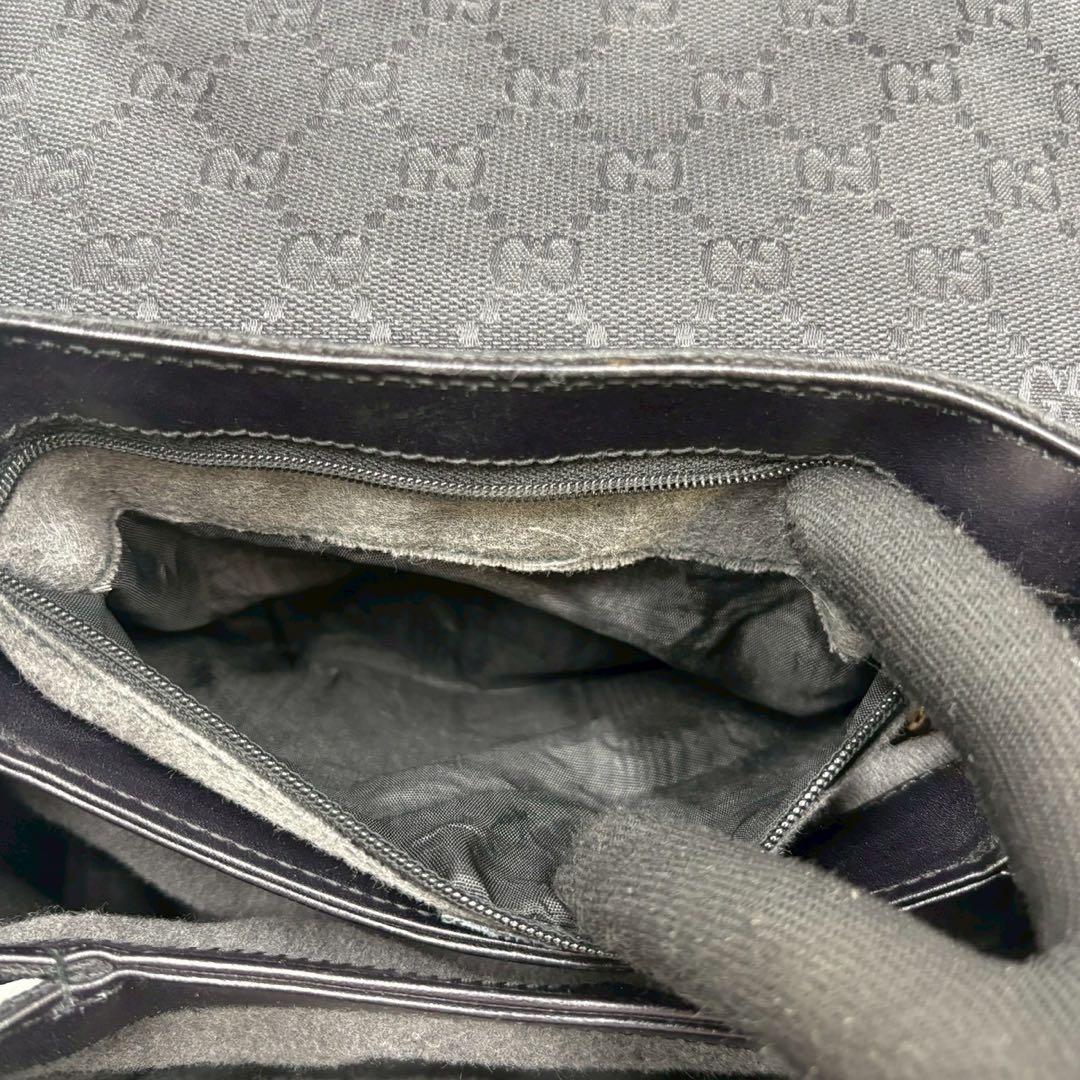 ✨美品✨GUCCI GG ショルダーバッグ ブラック ロゴ レザー ゴールド金具