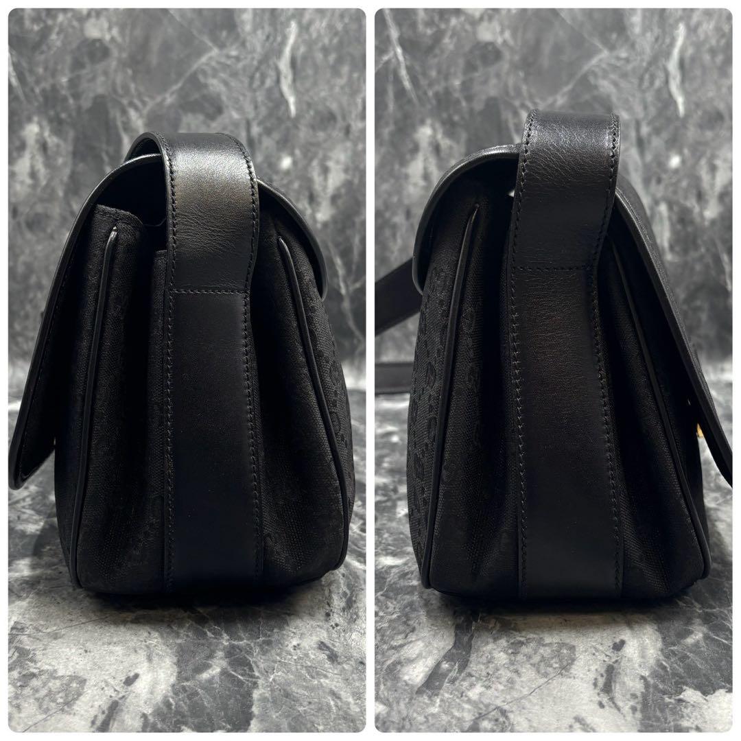 ✨美品✨GUCCI GG ショルダーバッグ ブラック ロゴ レザー ゴールド金具
