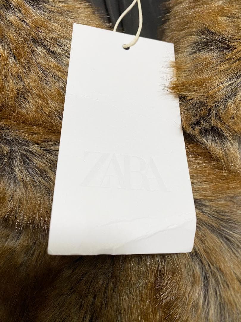ZARA ZW COLLECTION フェイクファーコート ブロンズ L