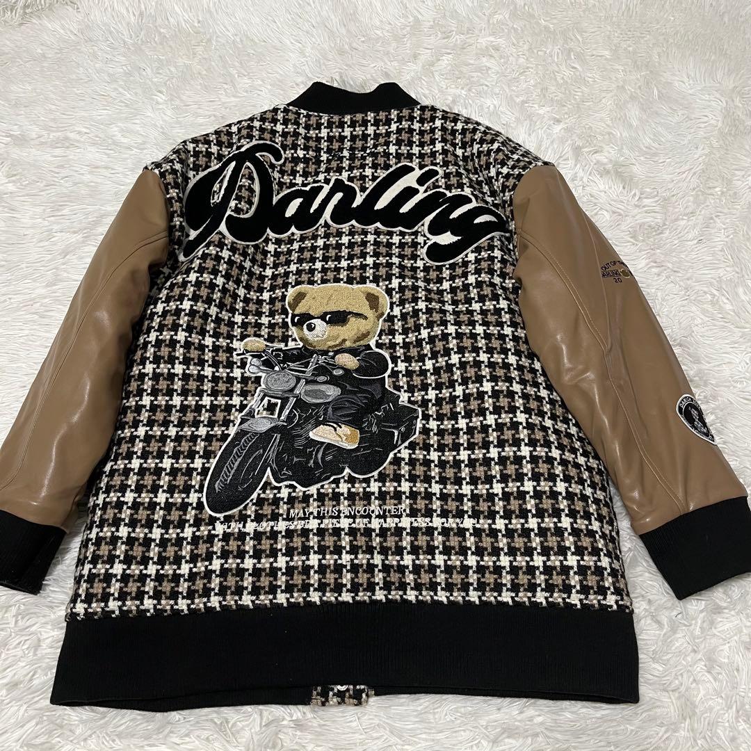 【美品】Darich Dベアチェックビッグスタジャン　キルティング　フリーサイズ