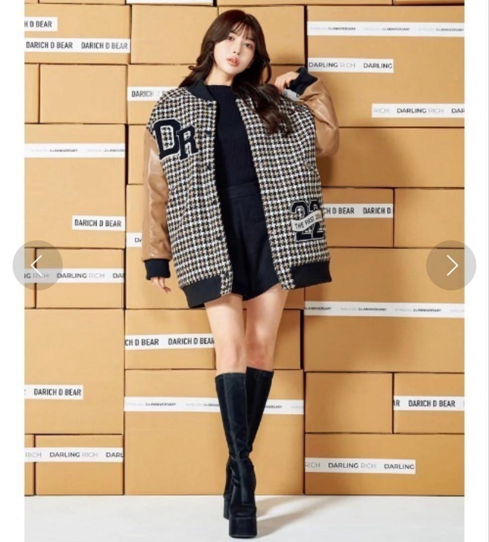 【美品】Darich Dベアチェックビッグスタジャン　キルティング　フリーサイズ