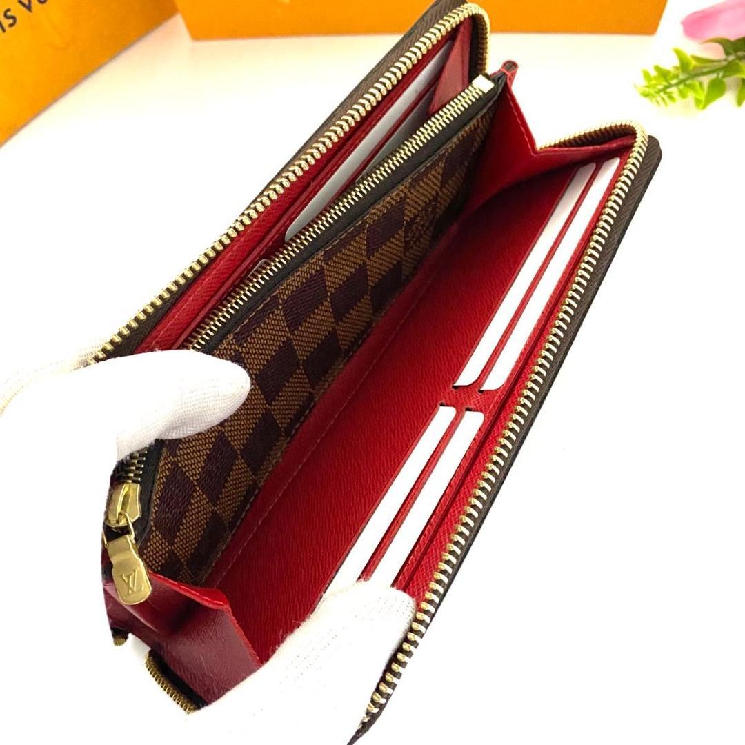 ルイ ヴィトン◎ポルトフォイユ クレマンス ダミエ コクリコ ラウンドファスナー
