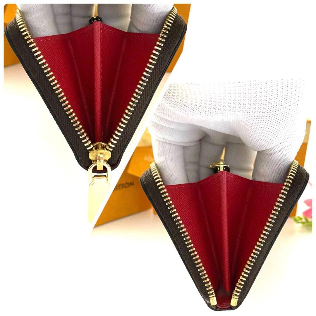 ルイ ヴィトン◎ポルトフォイユ クレマンス ダミエ コクリコ ラウンドファスナー