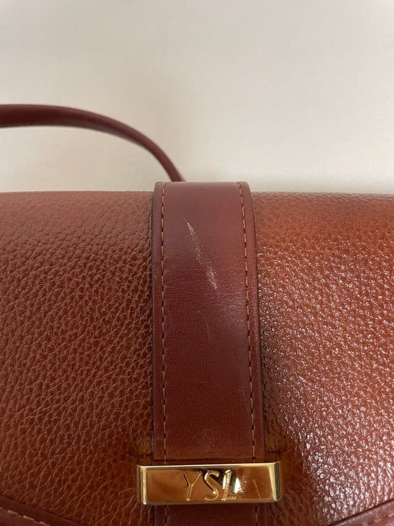 Yves Saint Laurent ブラウンレザー クラッチバッグ