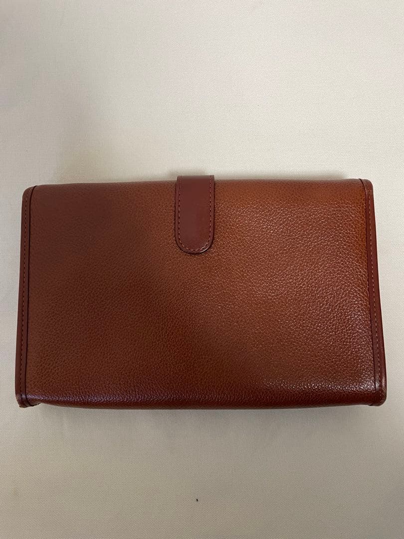 Yves Saint Laurent ブラウンレザー クラッチバッグ