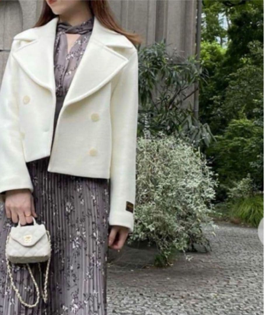 SNIDEL★スナイデル★ウールショートPコート★ホワイト ★ピーコート白