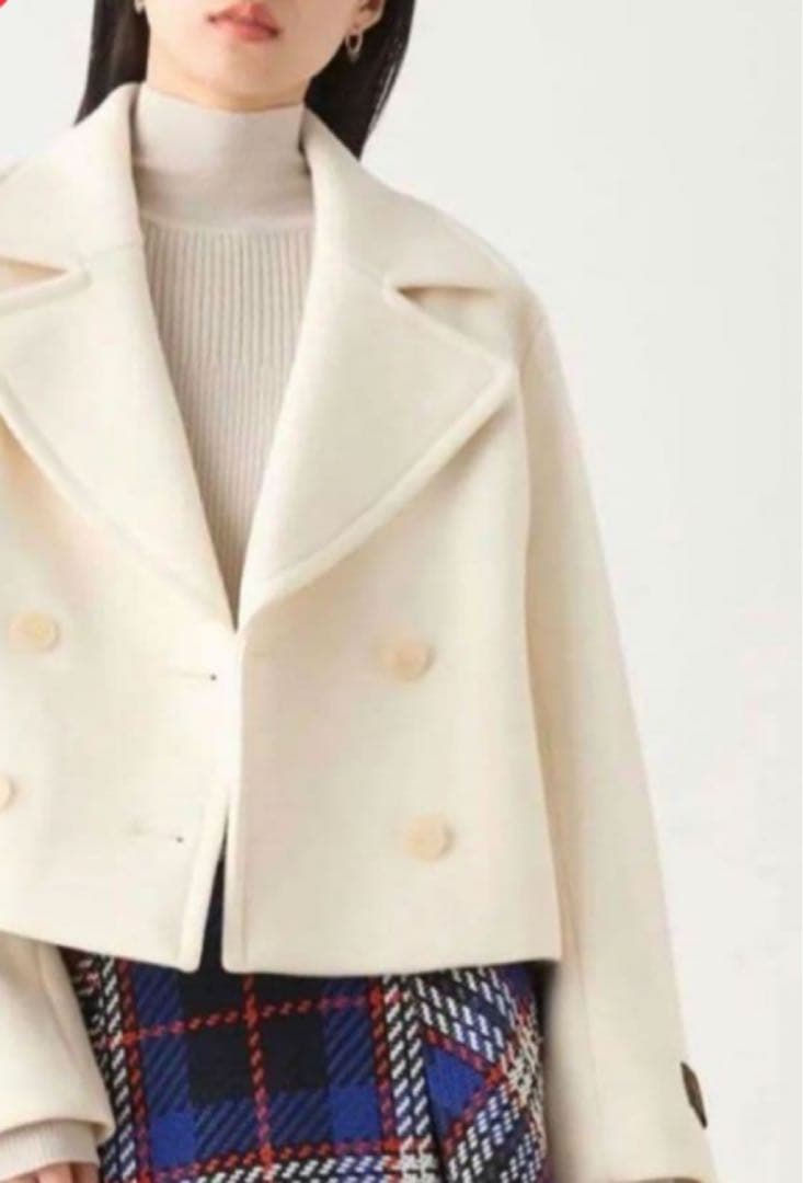 SNIDEL★スナイデル★ウールショートPコート★ホワイト ★ピーコート白