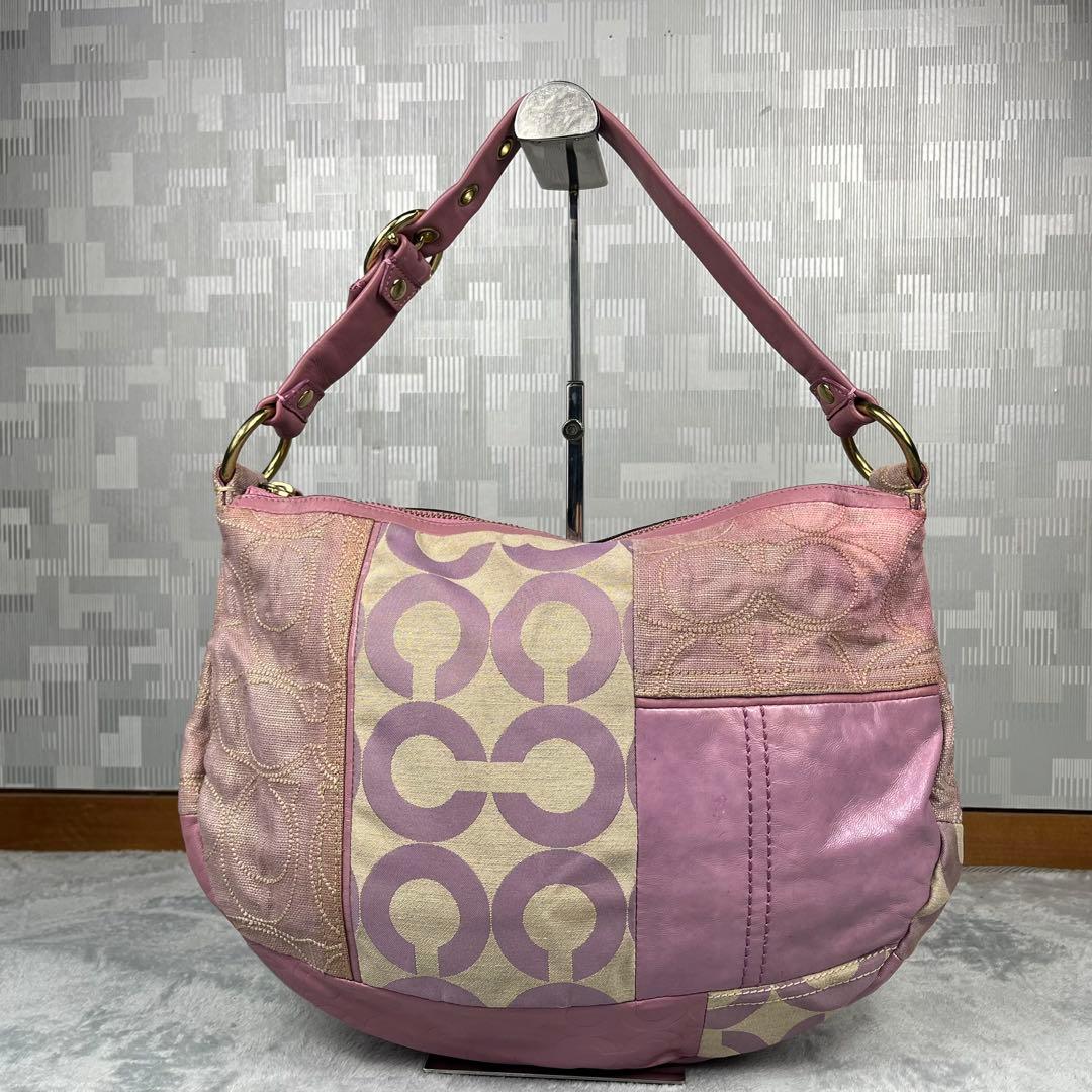 バッグ Vintage Coach Bag Pink PatchWork