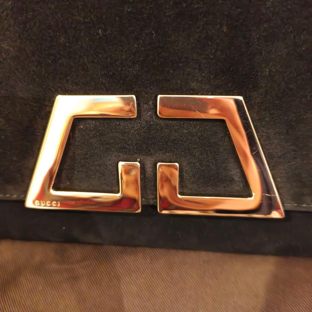 GUCCI ブラック スエード クラッチバッグ