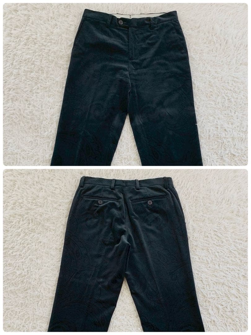 ETRO　エトロ　ベロア　ペイズリー　総柄　メタルボン　スーツ　セットアップ