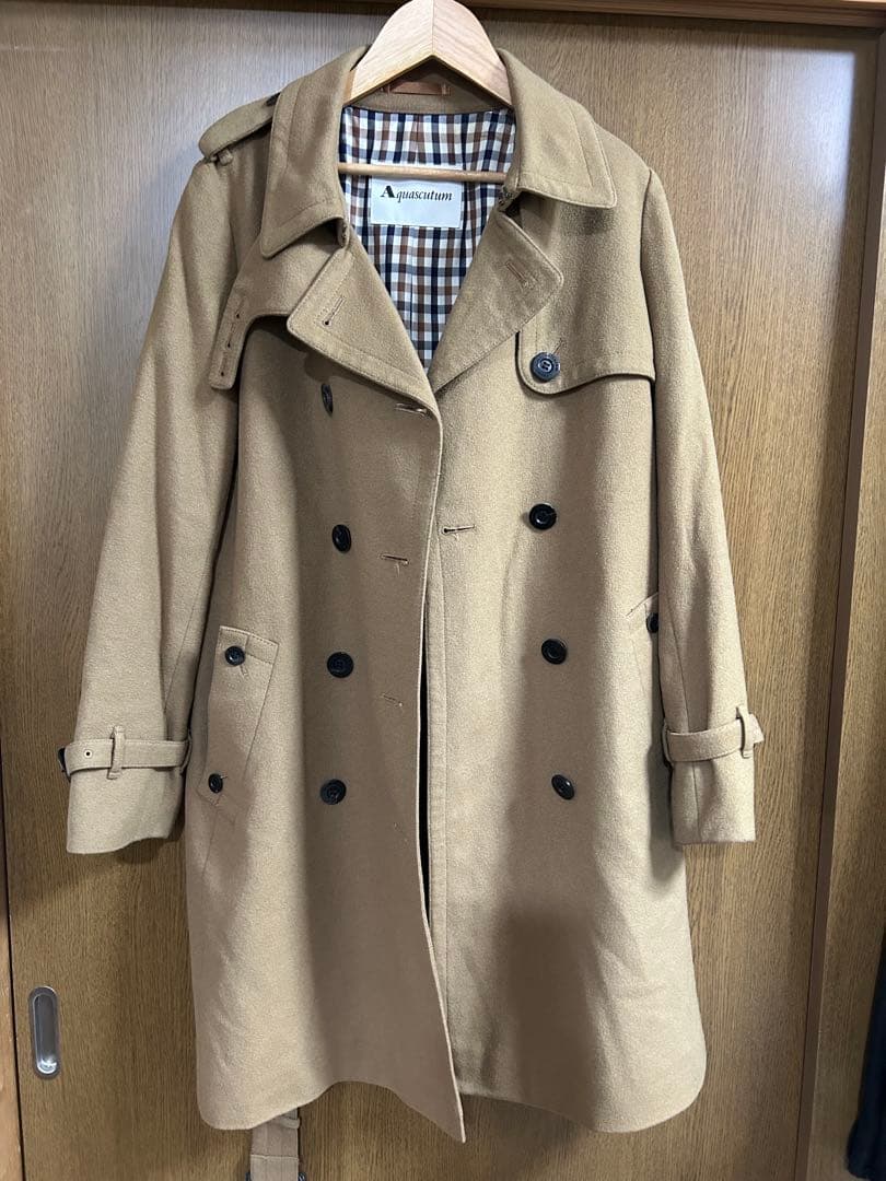 美品◼️アクアスキュータム Aquascutum ウールカシミヤトレンチコート10