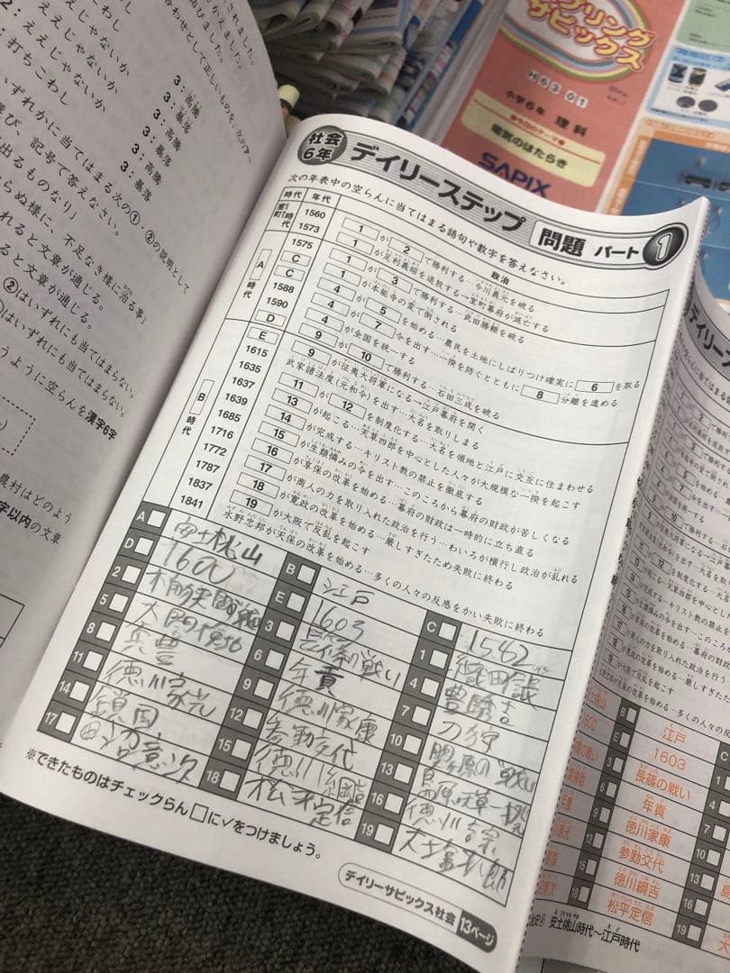 サピックス6年　理科/社会　デイリー/春期/夏期　テキスト　中古