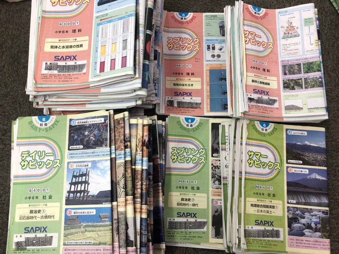 サピックス6年　理科/社会　デイリー/春期/夏期　テキスト　中古