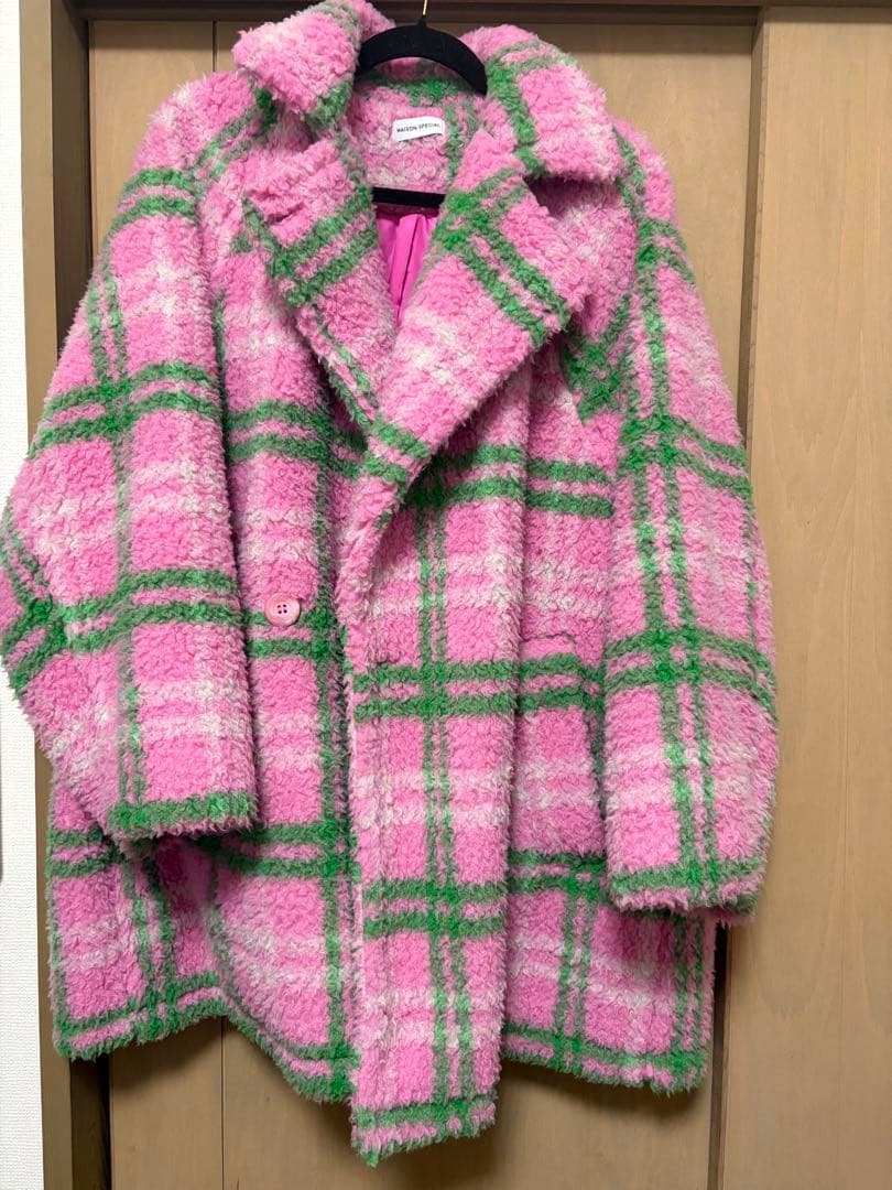 Maison Special チェックボアオーバーコート