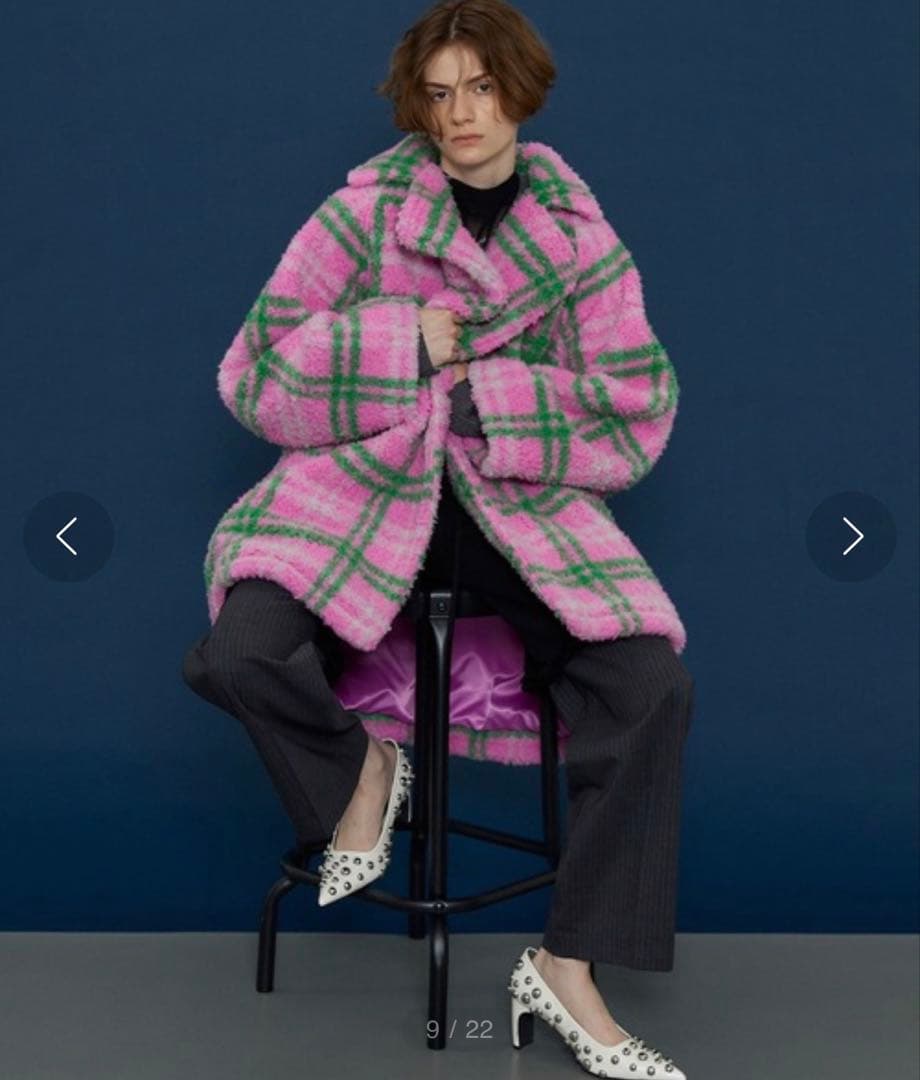 Maison Special チェックボアオーバーコート