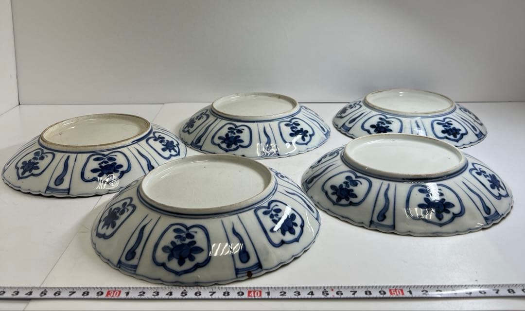 江戸中後期　古伊万里　芙蓉手輪花七寸皿　直径約20.5㎝　東Y8-0122②