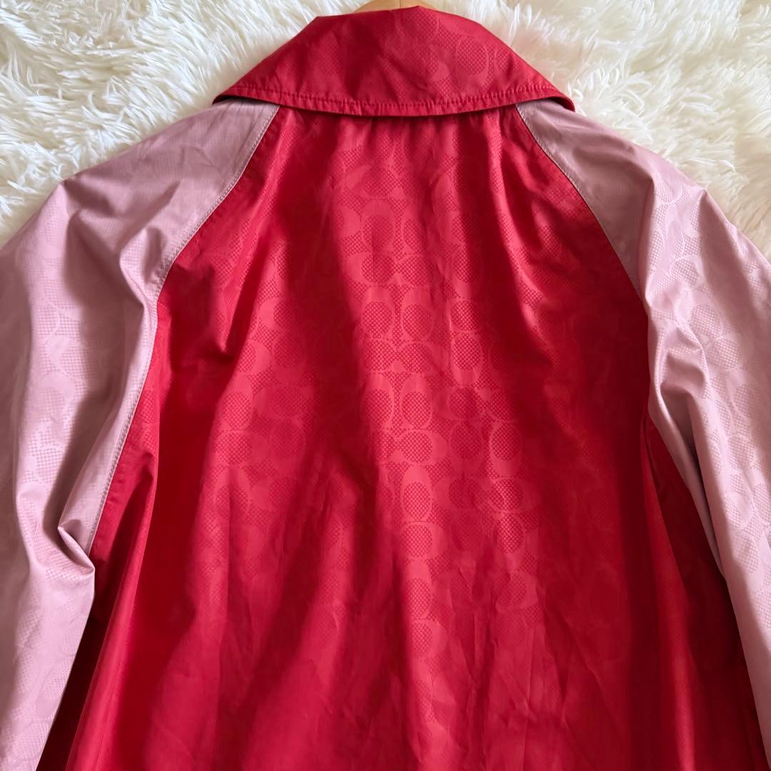 【未使用に近い】コーチ　スカジャン　シグネチャー　バイカラー　赤色　M