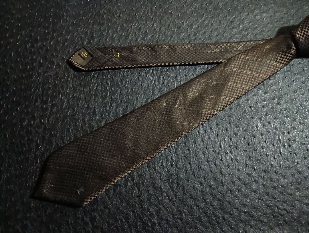 K881LV ◆ ルイヴィトン イタリア製 ダミエ総柄 ダークブラウン系ネクタイ